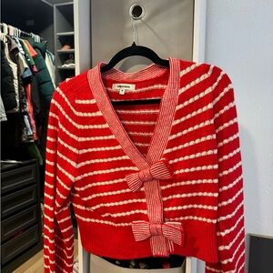 Vigoss Red Striped Bow Women's Sweater